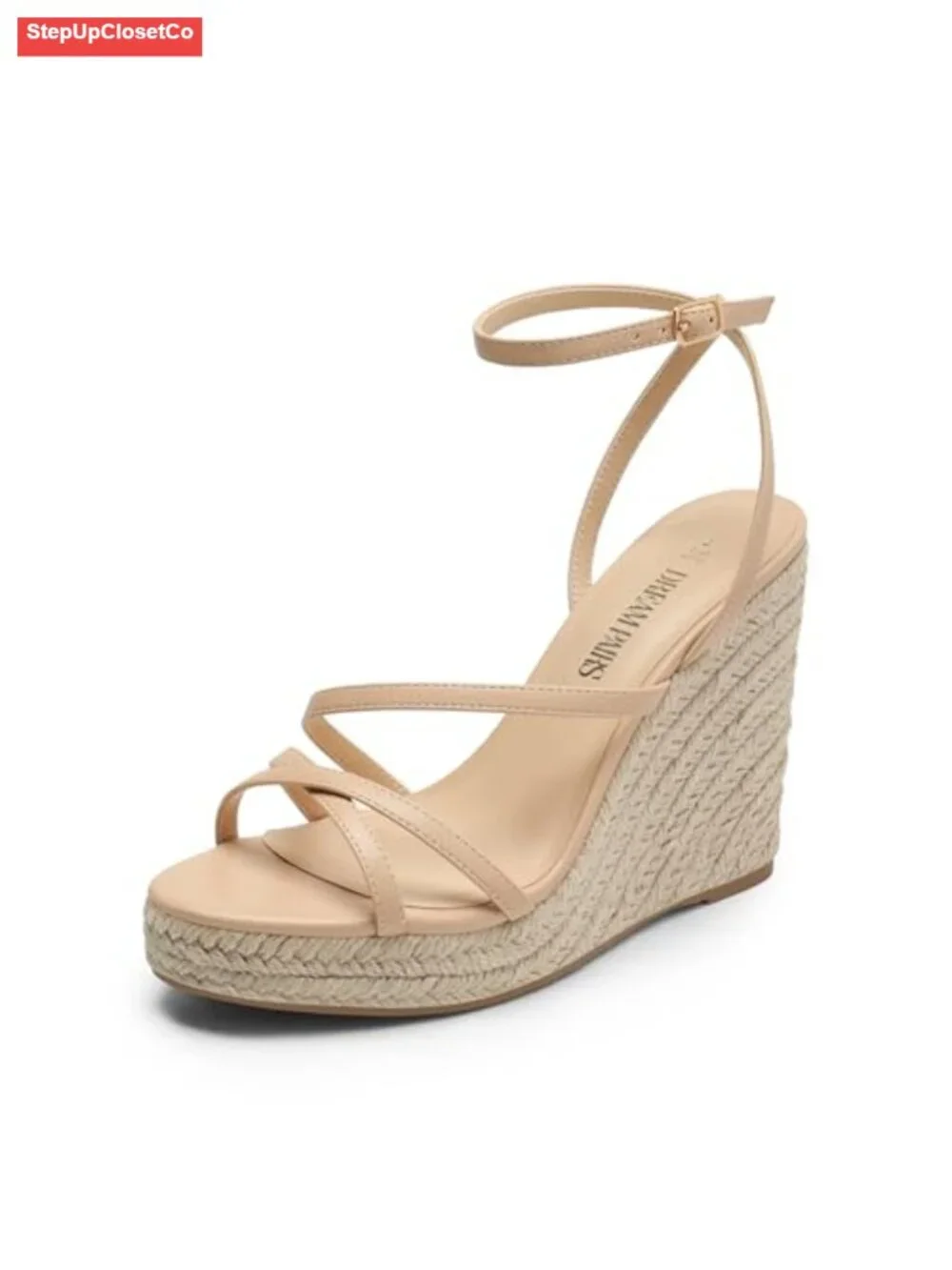 Strappy Espadrille Wedge Sandals with Platform Chunky Heel, Cushioned Insole